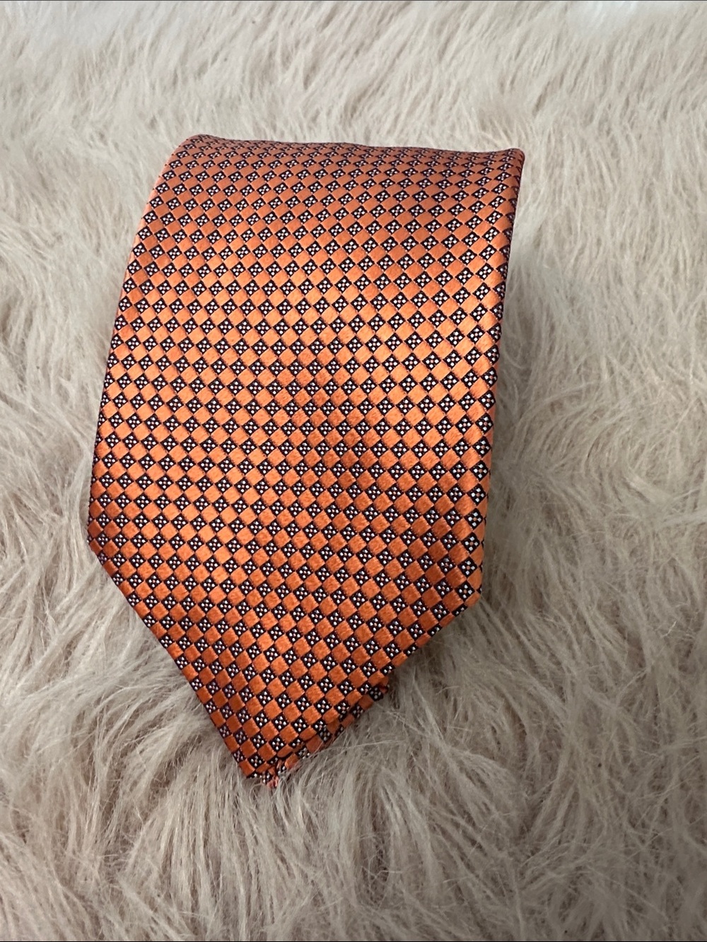 Men's Orange Geometric Silk Tie - Ermenegildo Zegna